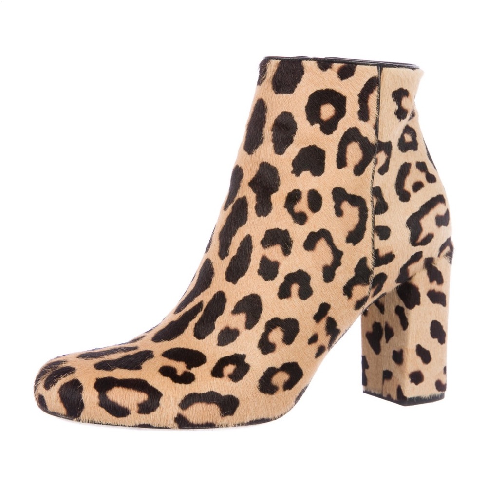 Saint Laurent ponyhair leopard print booties 36.5